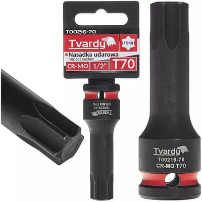Tvardy slagdop torx T70 - chroom-molybdeenstaal - 12,7 mm vierkant opname - impactbestendig voor slagmoersleutel - auto- en machinebouw