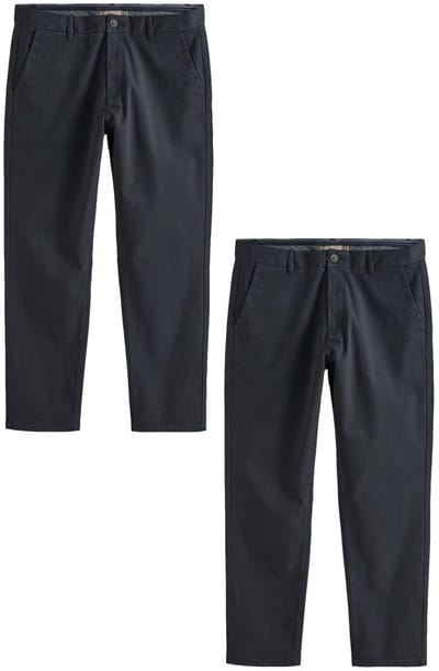 Next - Heren - Straight fit - Stretch chino's verpakking van 2 - Blauw