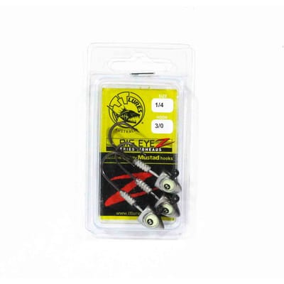 Tackle Tactics TT Big EyeZ Jig Head 1/4oz 3/0 Zilver Zwart Glow EyeZ (5017)