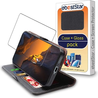 ebestStar - Hoes geschikt voor Xiaomi Poco F5 5G, Wallet Etui, Book case hoesje, Zwart + Gehard Glas
