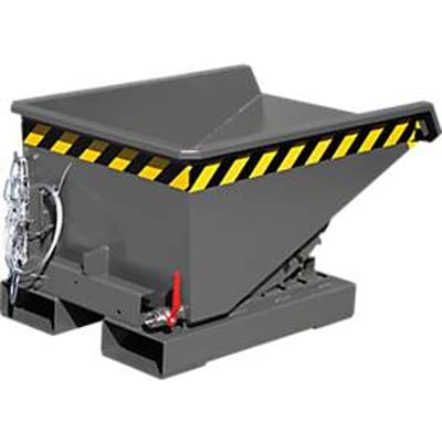 Mini spaanbak type EXPO-E 150, kabelbediend kantelproces, capaciteit 0,15 m³, tot 750 kg, muisgrijs RAL 7005