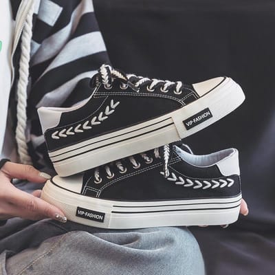 Canvas schoenen met dikke zolen met tarwe-oor voor dames, veelzijdig, lente, dun, casual, ademend, board schoenen 40 zwart