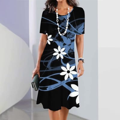 Nieuwe Jurken met Bloemenprint Voor Dames Elegante Jurken Plus Size Mode Oversized Damesjurken 6XL 5XL gray