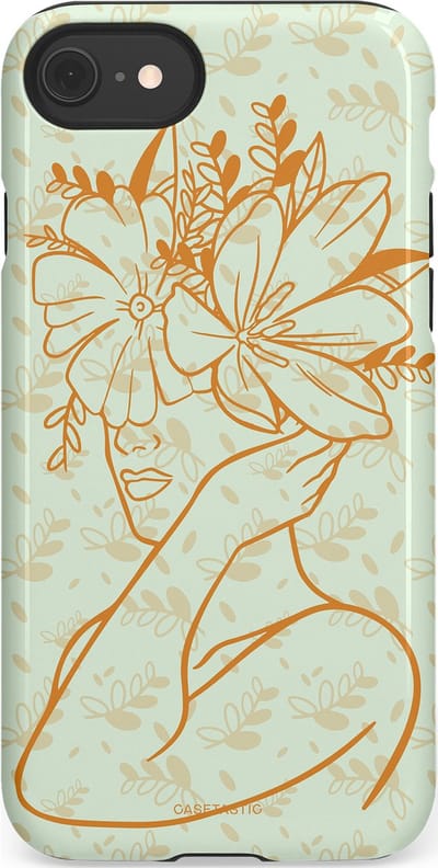 Casetastic hoesje geschikt voor Apple iPhone SE / Apple iPhone 7 / Apple iPhone 8 - Dubbellaagse bescherming - Minimal Bloom - Fashion Case - Crème Lichtgrijs