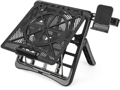 Multifunctionele laptopstandaard-opvouwbaar-verhoogd-koeling-plastic-met telefoonhouder-kantoor en thuisgebruik