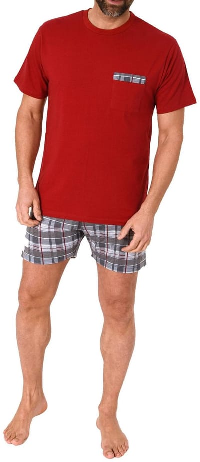 Normann herenpyjamashort met korte mouwen in geruite look - ook in grote maten