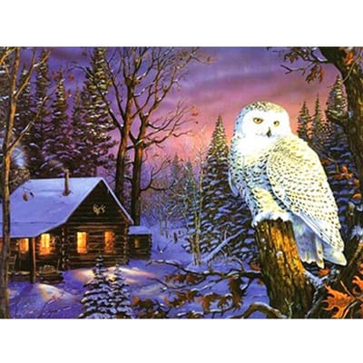 Peinture diamant à faire soi-même, paysage d'hiver, mosaïque de diamants, image de strass, décoration de la maison 20X30CM pink