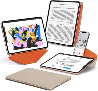 Dynamische folio voor iPad mini (6e generatie) en iPad mini, slanke magnetische tabletcase met standaard, 20+ kijkhoeken en auto wake/sleep functie, strand, wit