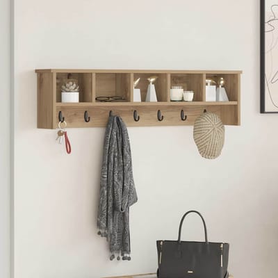vidaXL - Wandgemonteerde - kapstok - Muurmontage - Artisan - Eiken - Bewerkt - hout