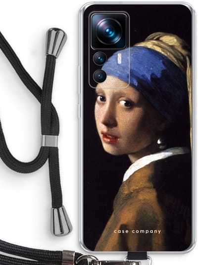 Case Company® - Hoesje met koord geschikt voor Xiaomi 12T hoesje met Koord - The Pearl Earring - Telefoonhoesje met Zwart Koord - Bescherming aan alle Kanten en Over de Schermrand