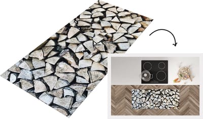 Keukenloper - Loper keuken - Hout - Haard - Winter - 120x50 cm - Keukenloper vinyl