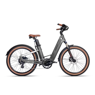 MIHOGO Lucht Carbon Fiber Frame E-bike 750W Motor 48V19.2AH Batterij Mountain Elektrische Fiets 26 Inch Off-Road Banden Alle Terrein Elektrische Fiets grijs