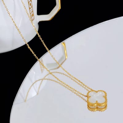 EHH BEAUTY - Luxe klaver ketting wit - Sieraad vrouw - Clover - Halsketting - luxe hanger - Neckles