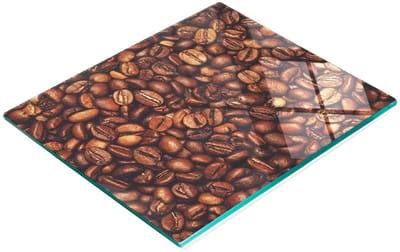 Multifunctionele decoratieve glazen keukenplank met koffiebonenmotief, 60x52 cm