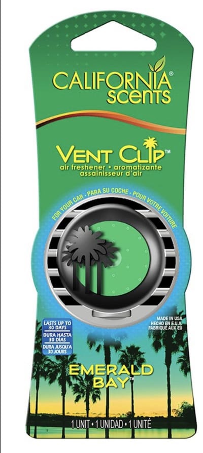 California Scents Vent Clip Emerald Bay – Auto Luchtverfrisser Ventilatierooster – Oceaan & Bloemengeur – Tot 30 Dagen Frisse Geur
