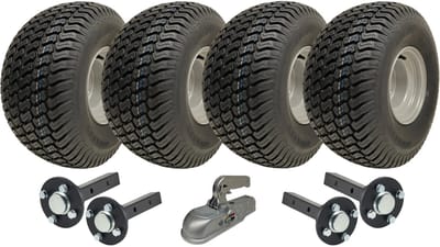 20x10.00-8 dubbelassige ATV-aanhangwagenkit met wielen, kortassige koppeling, straatlegaal, 1800 kg