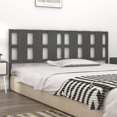 vidaXL - Hoofdbord - 205,5x4x100 - cm - massief - grenenhout - grijs