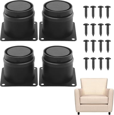 Set van 4 Verstelbare Ronde Meubelpoten, In Hoogte Verstelbaar (60-75 mm), RVS Schroeven Inclusief