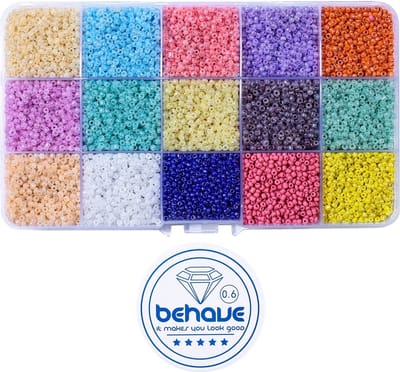 Behave 15000 Glaskralen Set - DIY Sieraden maken - Kralen Set - Rocailles - Rijgdraad - 15 Pastel Kleuren - 2mm