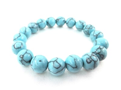 Armband – Edelsteen - Turquoise blauw - Heren - 12 mm Kralen - 20 cm - beschermende werking en fysieke en emotionele pijn te verlichten..