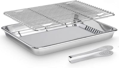 ZRSS® Braadslede - Ovenschaal RVS - Met Afkoelrooster - Braadpan Voor Ovengerechten