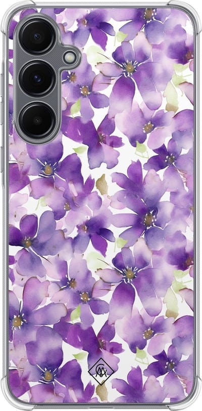 Casimoda® hoesje - Geschikt voor Samsung Galaxy A35 5G - Floral Violet - Shockproof case - Extra sterk - TPU/polycarbonaat - Paars, Transparant