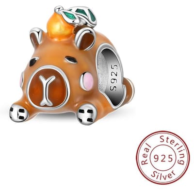 Composants de Perles Charms en Métal Cuivre Composants de Perles Charmant Capybara Tortue Composants de Perles Pendentifs Compatibles Avec Authentique Original brown