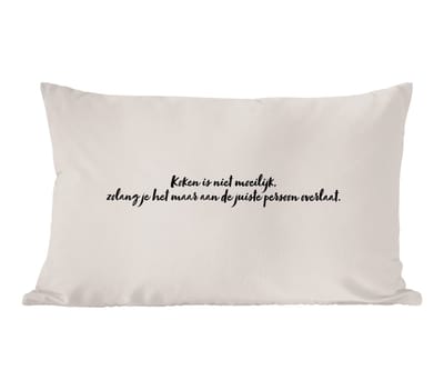 Sierkussens - Kussentjes Woonkamer - 60x40 cm - Quote - Koken is niet moeilijk - Taupe