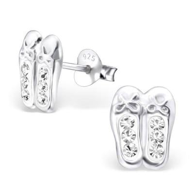 Aramat Jewels | Oorbellen | Zilveren Ballerina schoen Oorbellen | Transparant | |9mm | Zilver | Kinderen | Verkleurd niet