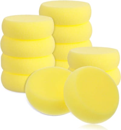 Set van 12 Absorberende Verf Sponsen - 7,5 cm Ronde Kunststof Sponsen voor Schilderen, Hobby's en Ambachten (Geel)