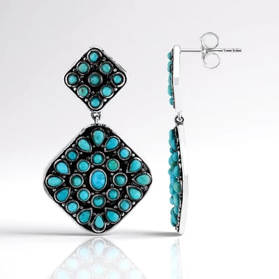 Cavill - Oorbellen 925 Geoxideerd Sterling Zilver - Blauwe Kingman Mohave Turkoois 3,43 ct - Handgemaakte Elegante Edelsteen Oorbellen voor Dames