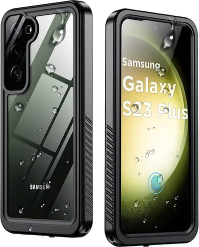 SBG Outdoor Case Waterdicht Transparant Hoesje geschikt voor Samsung Galaxy S23 Plus | Shockproof | Onderwater tot twee meter | Antislip greep | IP68-gecertificeerd | Doorzichtig / Zwart