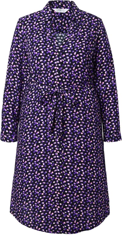 Angel of Style - Dames - Overhemdblouse midi-lengte stippen lange mouwen - Zwart - Maat 44