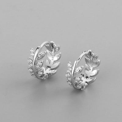925 Sterling Zilver Eenvoudige Piercing Zirconium Blad Stud Oorbellen Voor Vrouwen Charms Eenvoudige Feest Sieraden eh1377 zilver