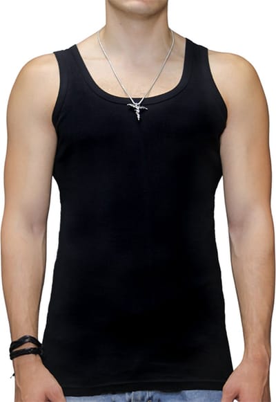 Bonanza Heren Onderhemd – Zwart – 100% Katoen – Extra Lang – King Size 5XL/6XL
