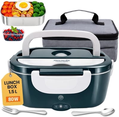 Elektrische Lunchbox - Warme Maaltijden - Onderweg Eten - Dubbele Aansluiting - 1.5 Liter - Blauw