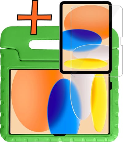 Hoesje - Geschikt voor Apple iPad A16/A18 (2025/2026) - 11 inch (11e & 12e generatie) - Met Screenprotector - Kinderhoes Shockproof Bumper - Kidsproof Case - Tablet Hoes - Kinder Hoes Cover - Groen