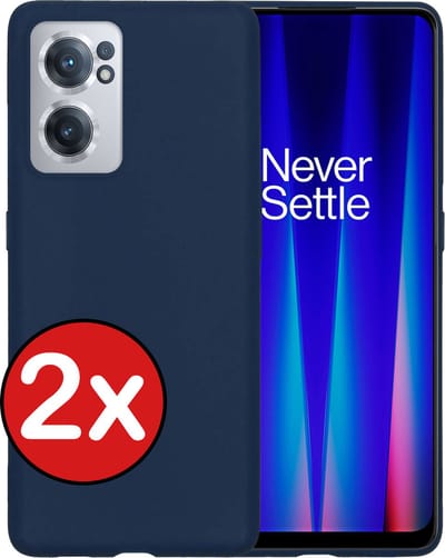 Hoesje - 2 Stuks - Geschikt voor OnePlus Nord CE 2 - Sterk & Shockproof - Telefoonhoes - Back Cover - Case Siliconen - Telefoon Hoes - Donkerblauw