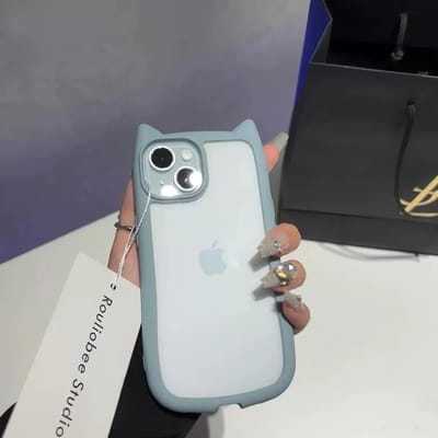 Schattige Kattenoortjes Transparante Hoes Voor iPhone 17Air 12 13 14 15 16 Pro Max 11 Schokbestendige Acryl Achterkant Siliconen Funda For iphone 14