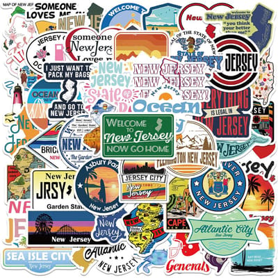 50 stuks Amerikaanse New Jersey Staat Landschappen Reizen Stickers Voor Kind Waterdicht Motorfiets Laptop Koelkast Decals Speelgoed Sticker