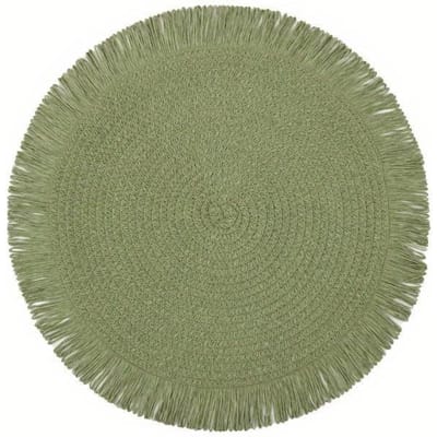 Ronde Gevlochten Placemats Franje Papier Tafelmatten Handgeweven Antislip Isolatie Placemats Theekop Onderzetters Eettafel Decoraties 1pc