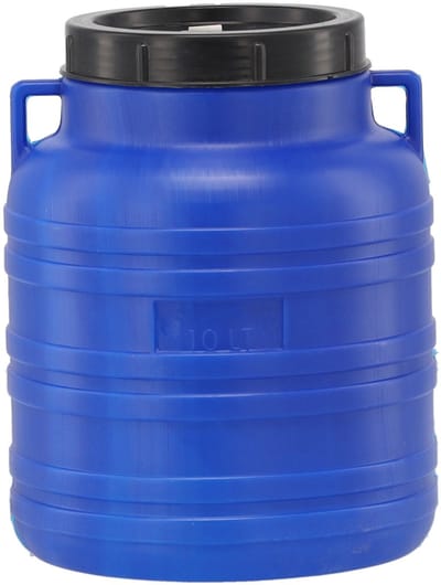 KADAX Plastic vat, brede hals, vat van HDPE-kunststof met deksel, dekselvat, multifunctioneel kunststof vat, universeel vat, watervat (10 l, 1 stuk)