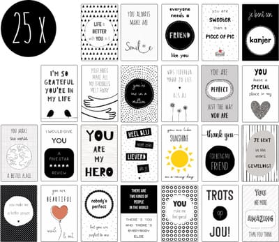 25x minikaartjes | COMPLIMENTEN | kleine kaartjes / complimentenkaartjes | zonder envelopjes