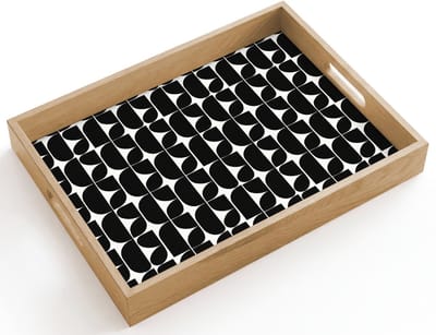 Dienblad hout 40x30 cm - Schootdienblad - Modern - Geometrisch - Zwart - Borrelplank rechthoek - Plateau dienbladen