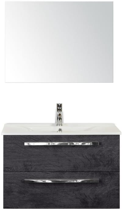 Seville Badmeubelset 80 cm - Black Oak - Keramische Wastafel Wit Enjoy met Spiegel