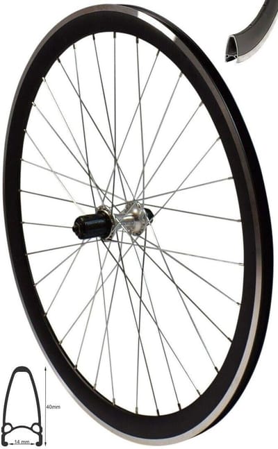 28 Inch Achterwiel V-Profiel Racefiets Velg Zwart Zilver