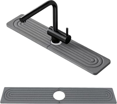 kiezelmat voor gootsteen, spatbescherming, afdruipmat, 60 x 10 cm, kraanmat voor keukenspoelbak, spatbescherming, afdruipmat, voor keuken, badkamer