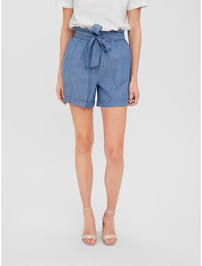 Vero Moda Paulina Paperbag Shorts Met Hoge Taille Blauw XS Vrouw