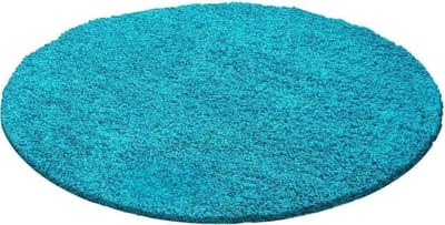 Hoogpolig vloerkleed Life - turquoise - rond - O 120 cm