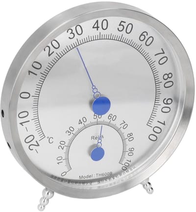 Dailygoods - Ronde Thermometer - Buitenthermometer - Hittebestendig - Grote Formaat - Waterdicht - Met Houder - Geschikt voor Buiten